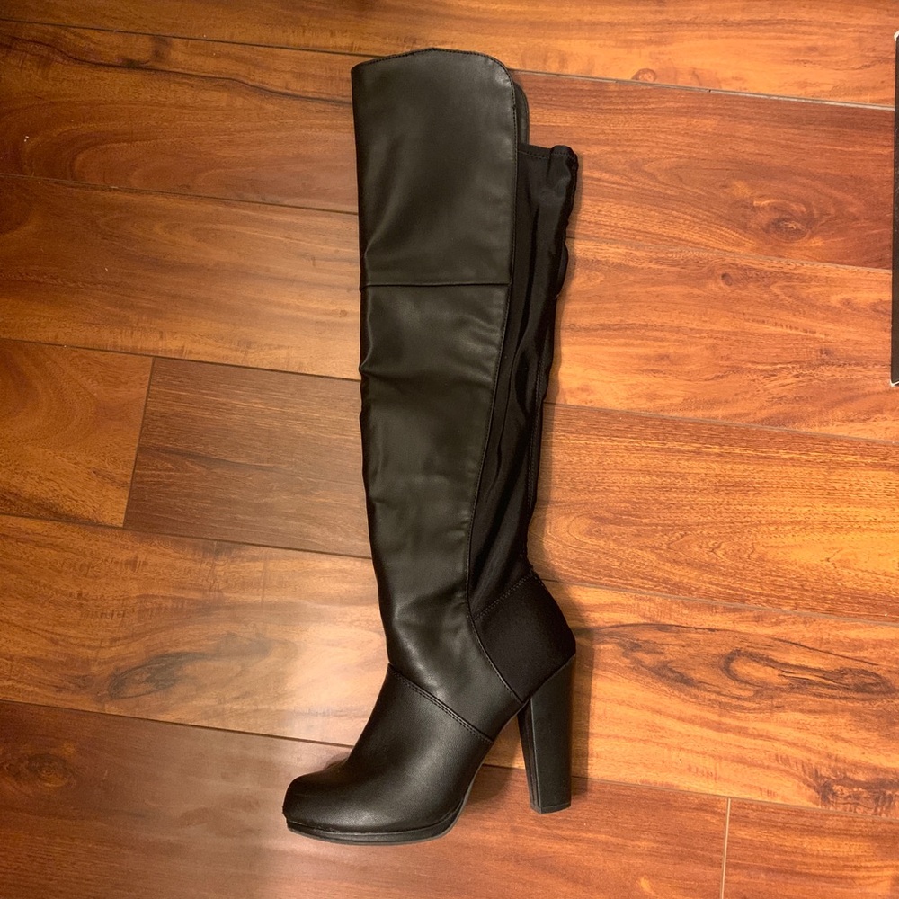 Material Girl Over-the-knee Black High Heel Boots